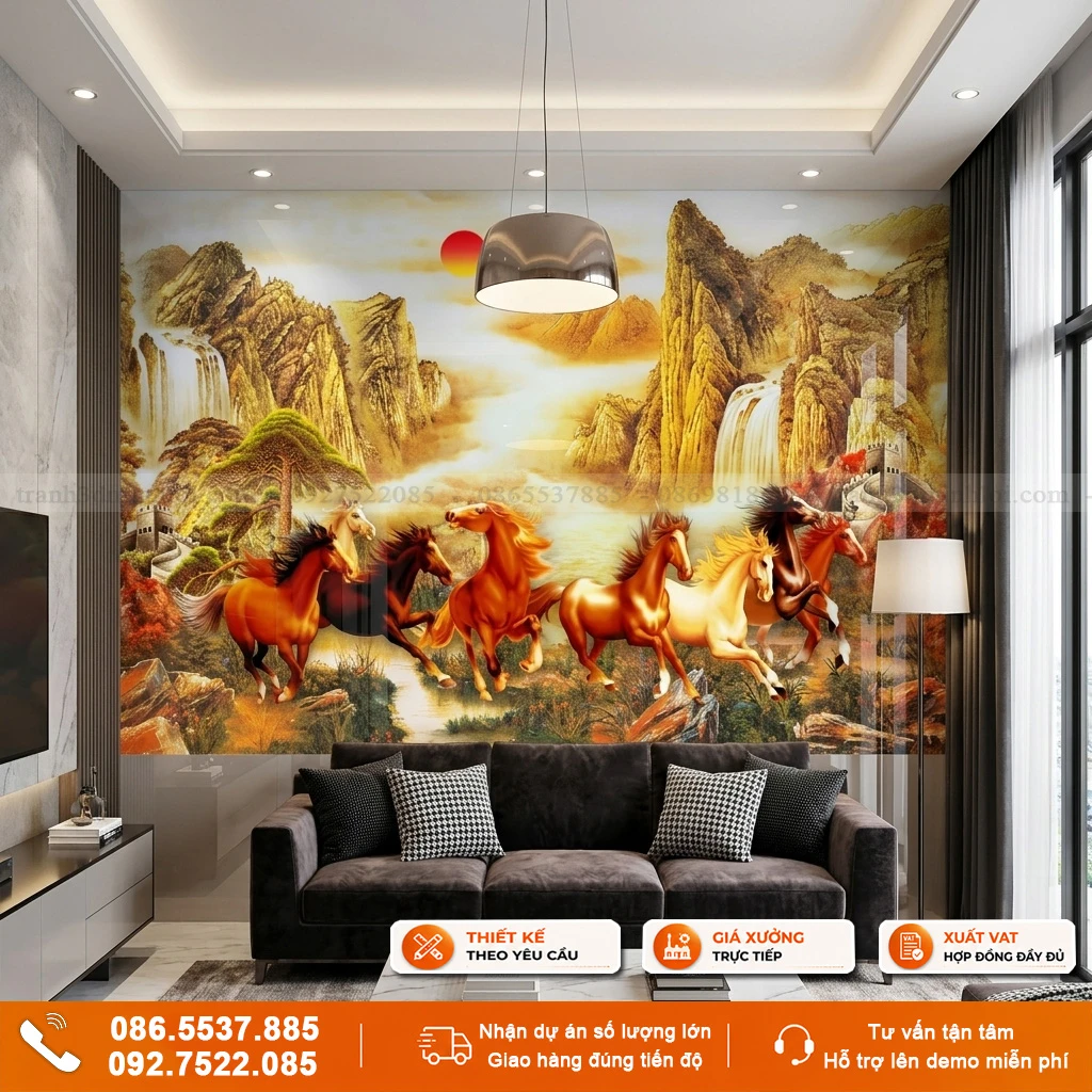 Tranh gạch 3D mã đáo thành công