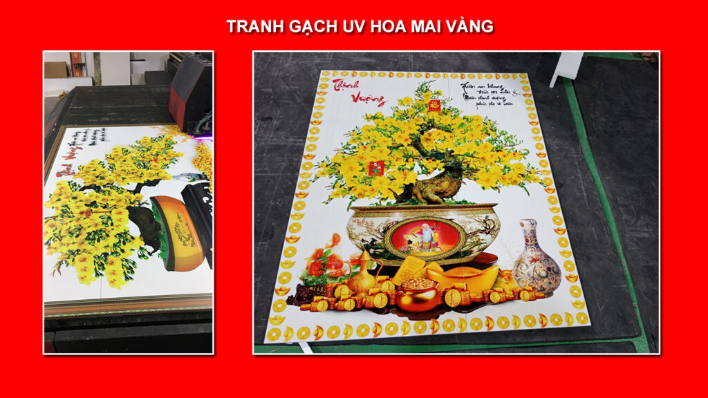 Tranh gạch, tranh kính hoa mai vàng tài lộc