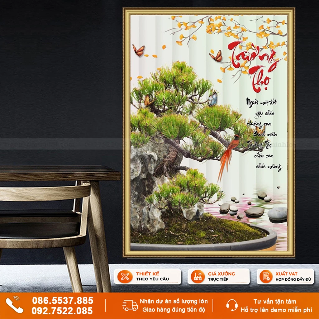 Tranh gạch 3D bonsai ốp tường