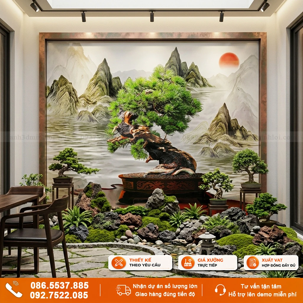 Tranh gạch 3D bonsai ốp tường