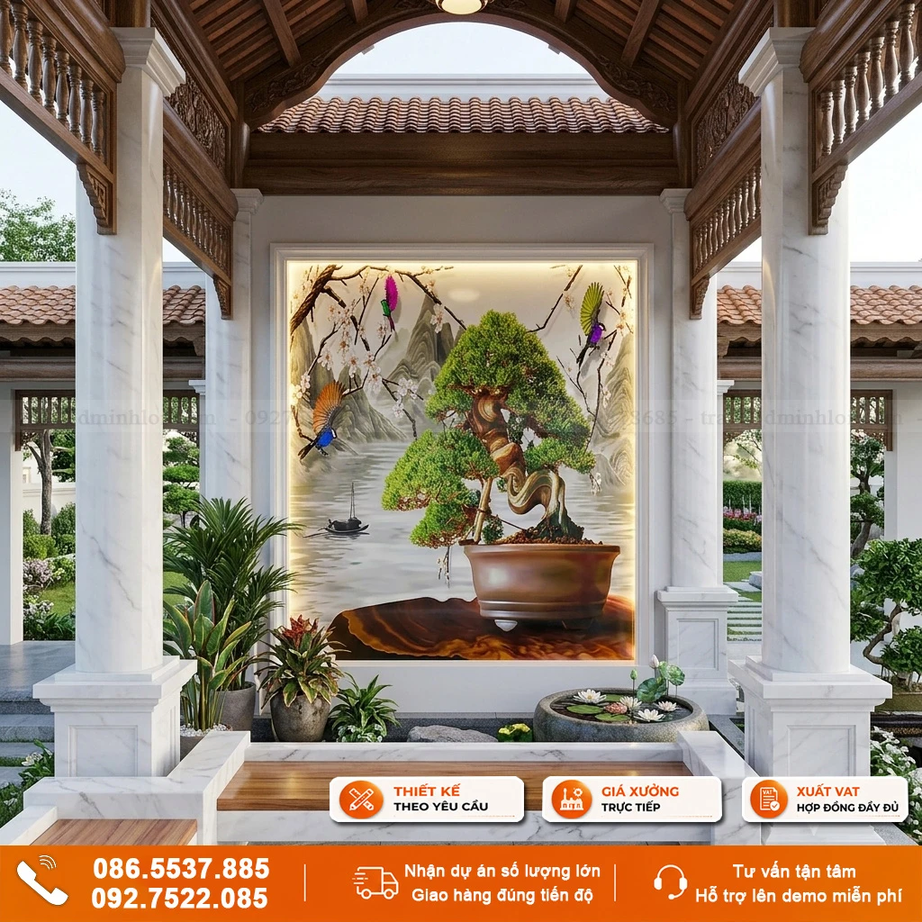 Tranh gạch 3D bonsai ốp tường