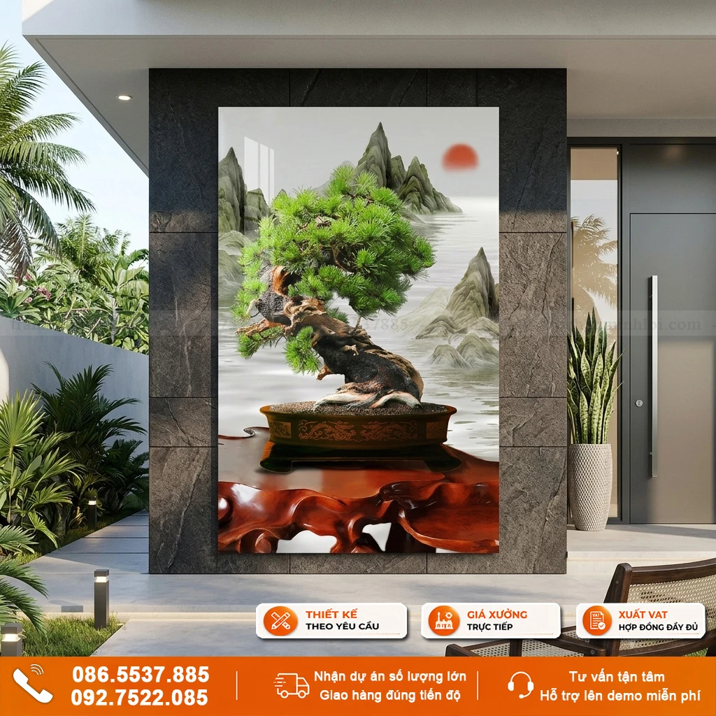 Tranh gạch 3D bonsai ốp tường