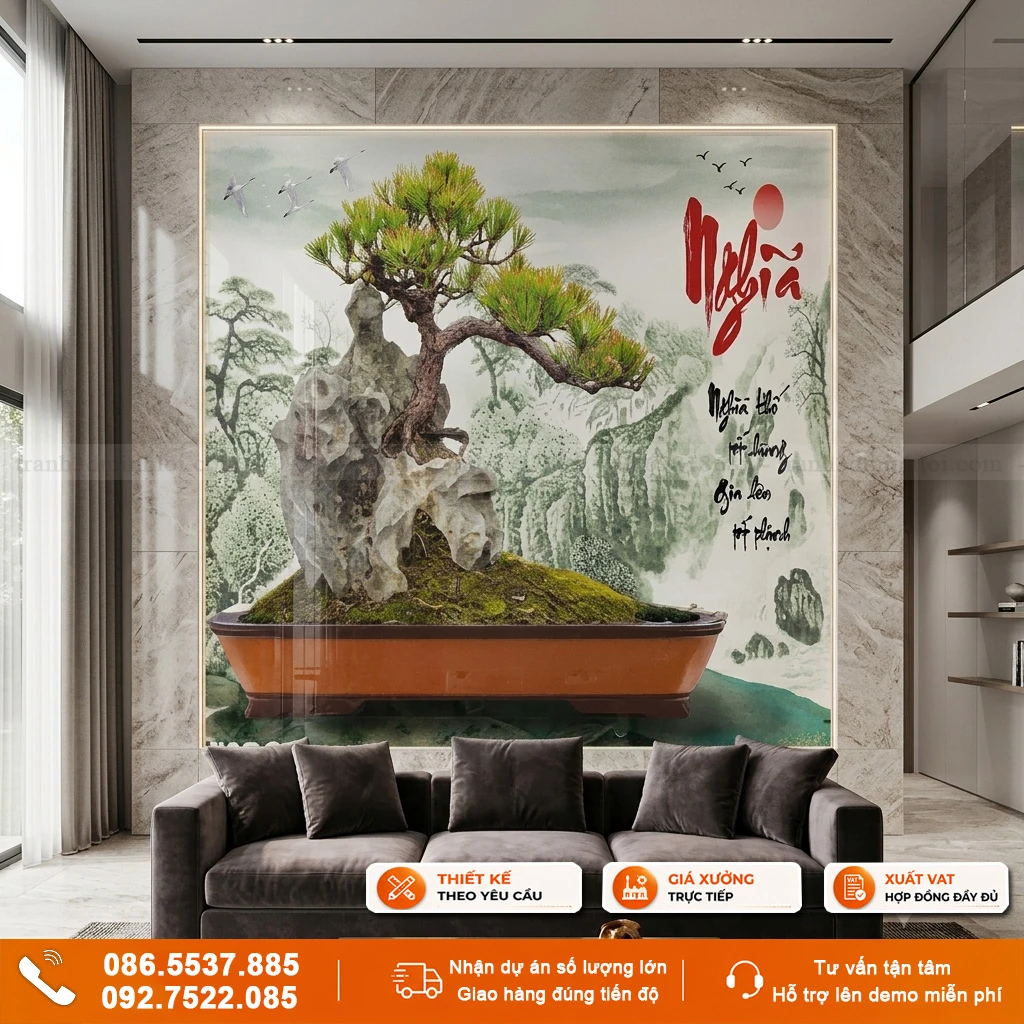 Tranh gạch 3D bonsai ốp tường