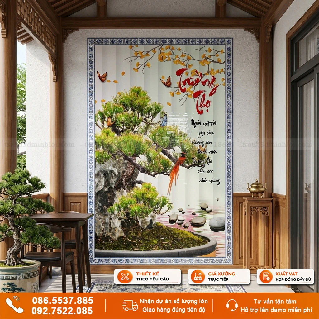 Tranh gạch 3D bonsai ốp tường