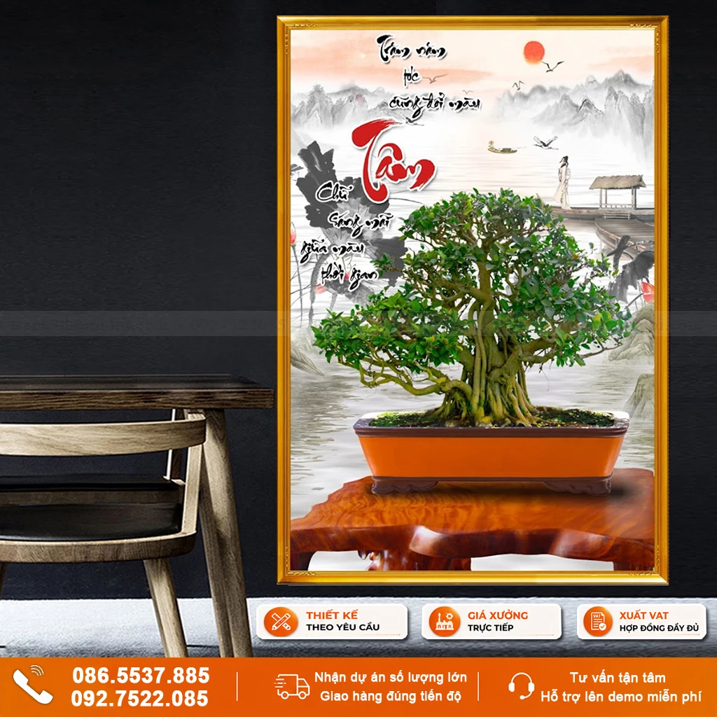 Tranh gạch 3D bonsai ốp tường