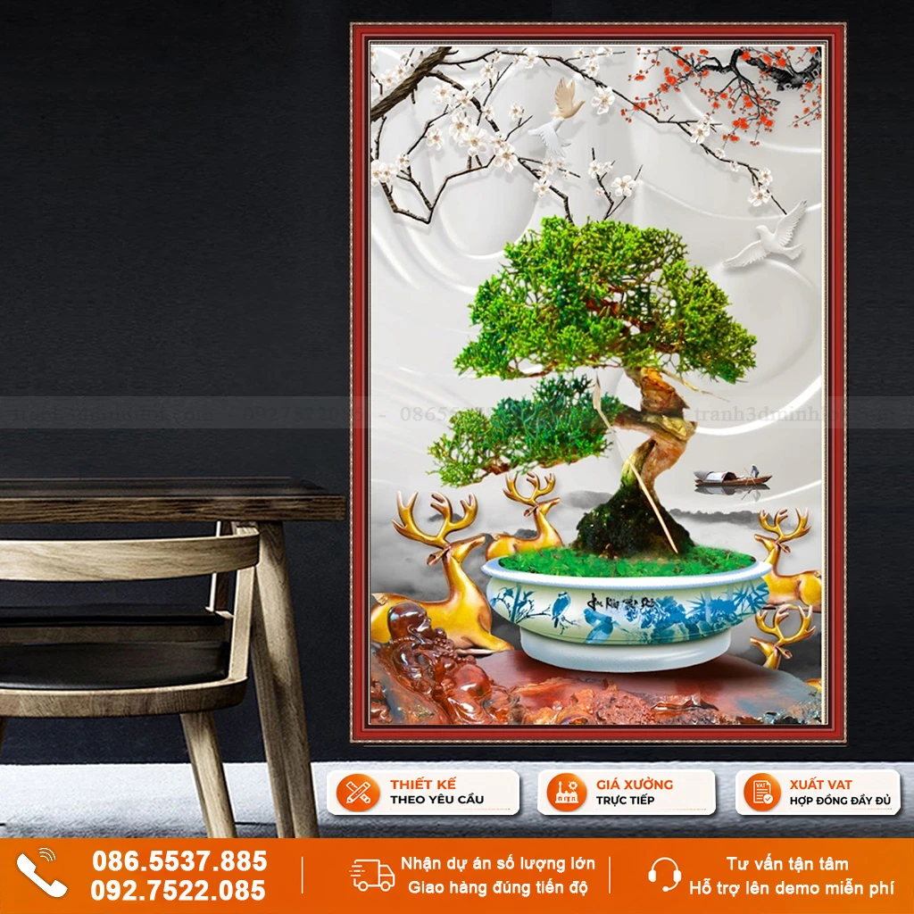 Tranh gạch 3D bonsai ốp tường