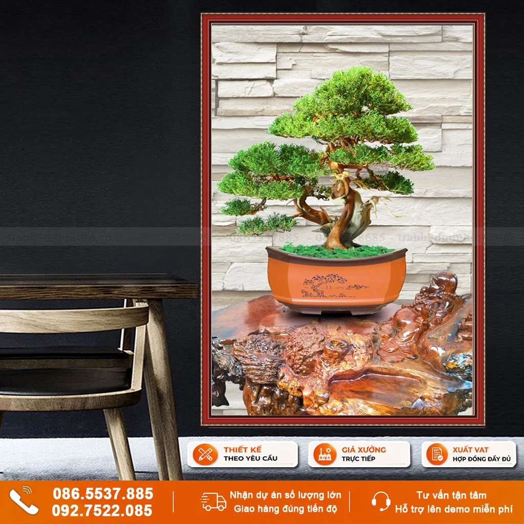 Tranh gạch 3D bonsai ốp tường