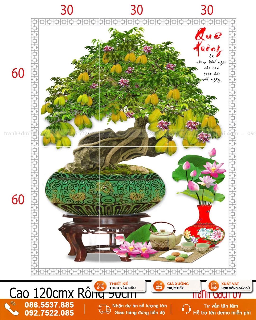 Tranh gạch 3D bonsai ốp tường