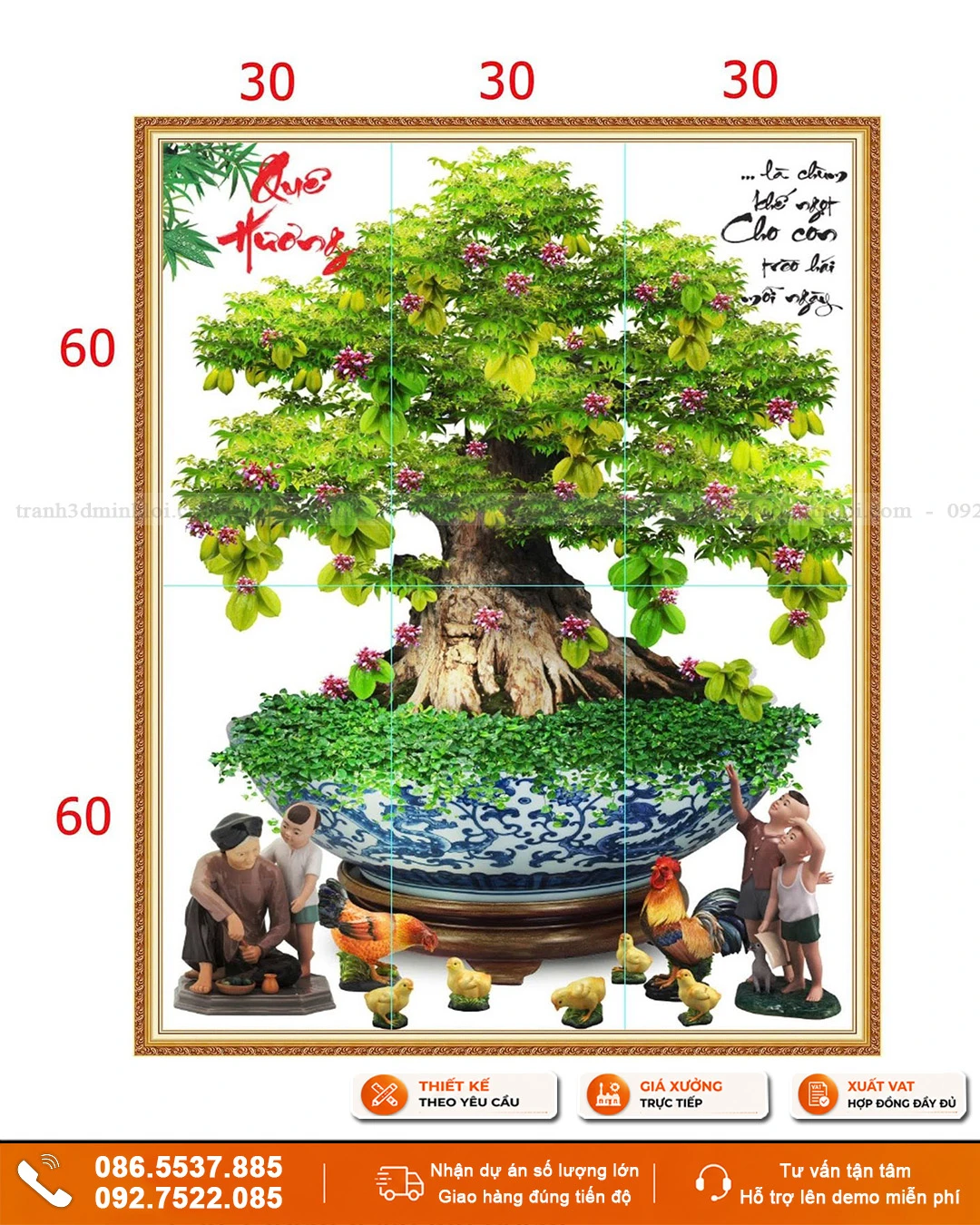 Tranh gạch 3D bonsai ốp tường
