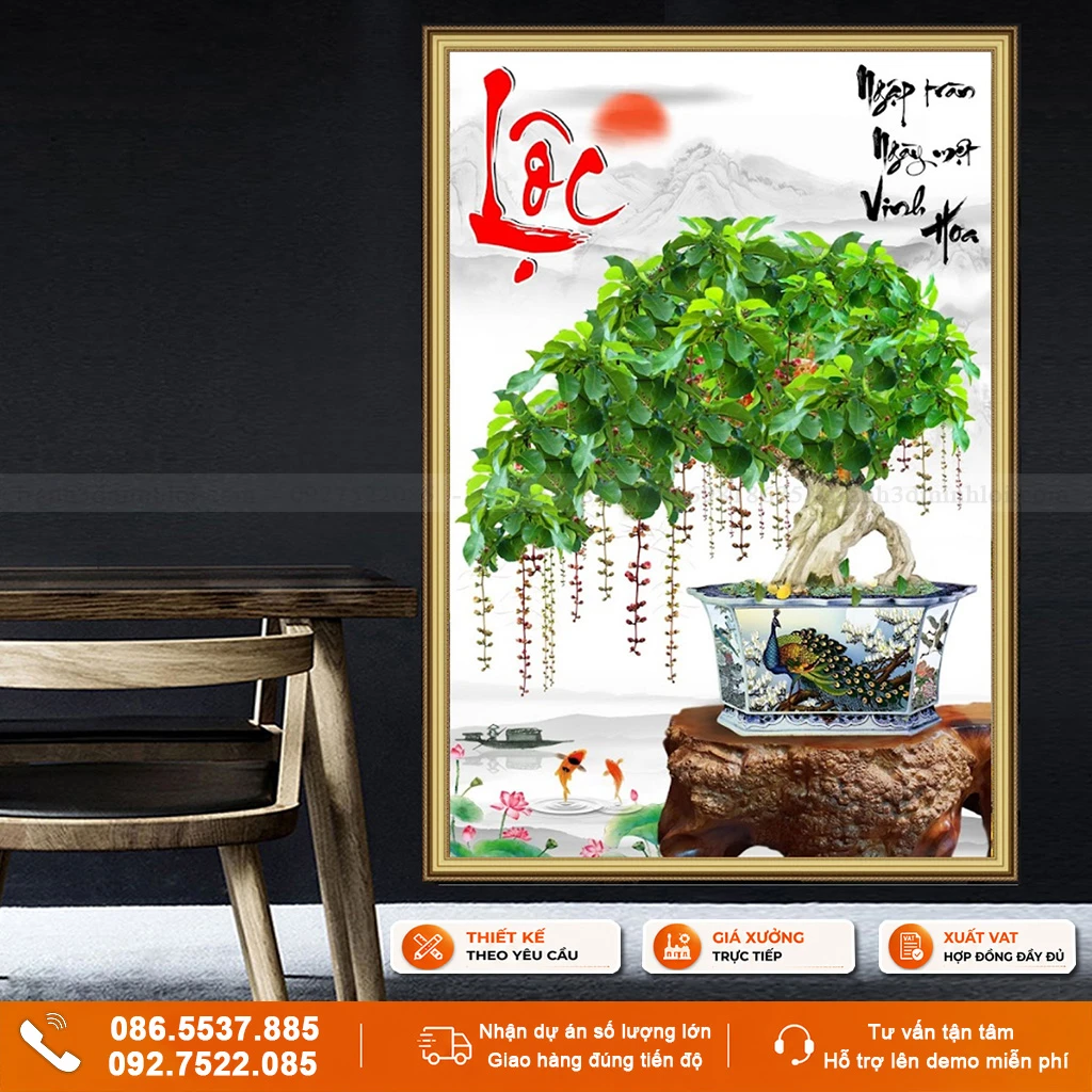Tranh gạch 3D bonsai ốp tường