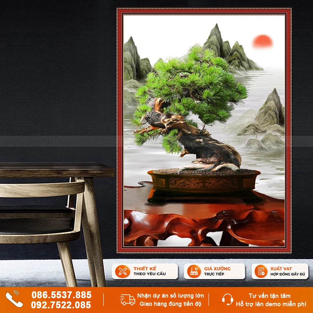 Tranh gạch 3D bonsai ốp tường