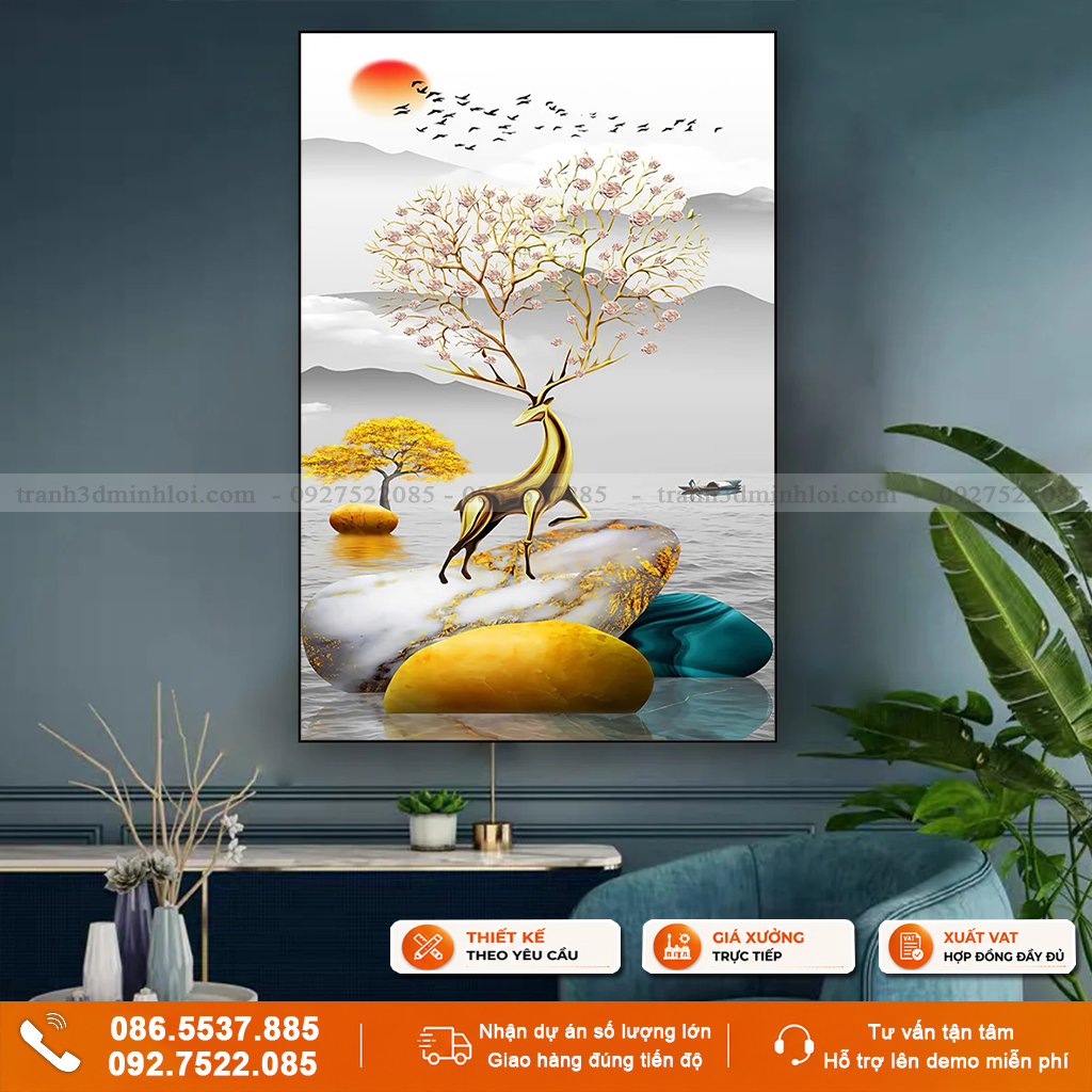 Tranh hươu nai tài lộc