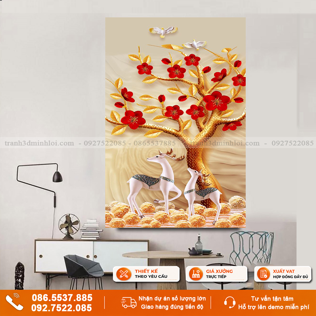 Tranh hươu nai tài lộc