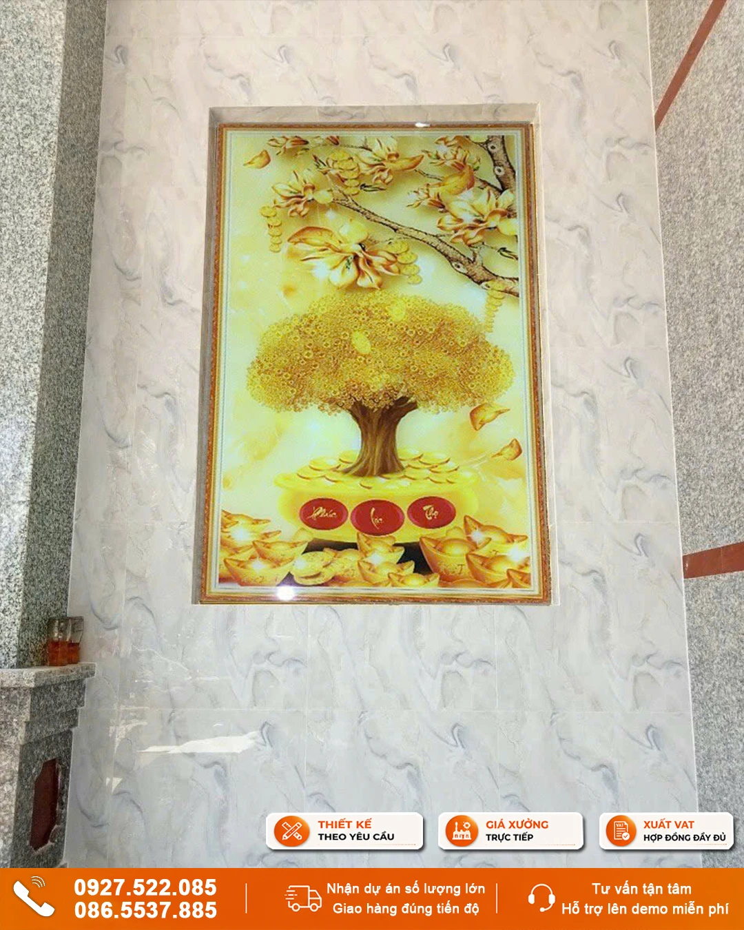 Tranh kính cường lực ốp tường hàng ba