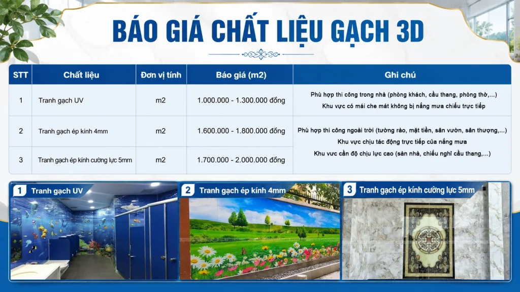 báo giá tranh gạch 3D