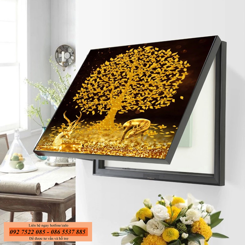 tranh che ổ điện cây kim tiền