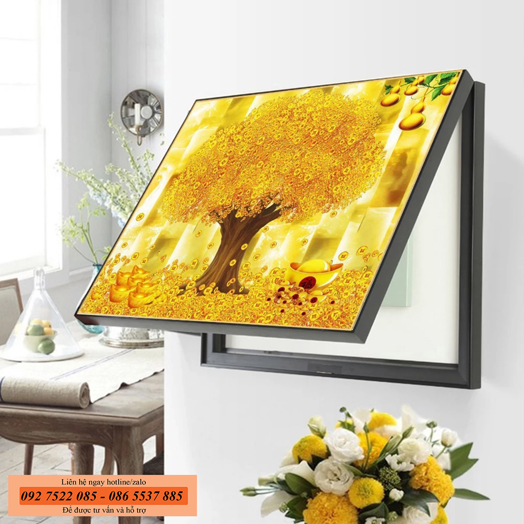 tranh che ổ điện cây kim tiền