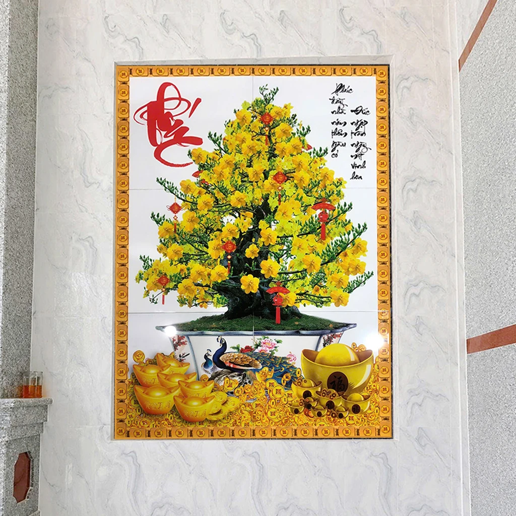 Tranh cây mai vàng chữ Phúc