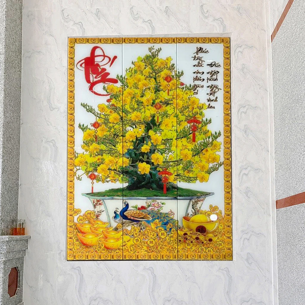 Tranh cây mai vàng chữ Phúc
