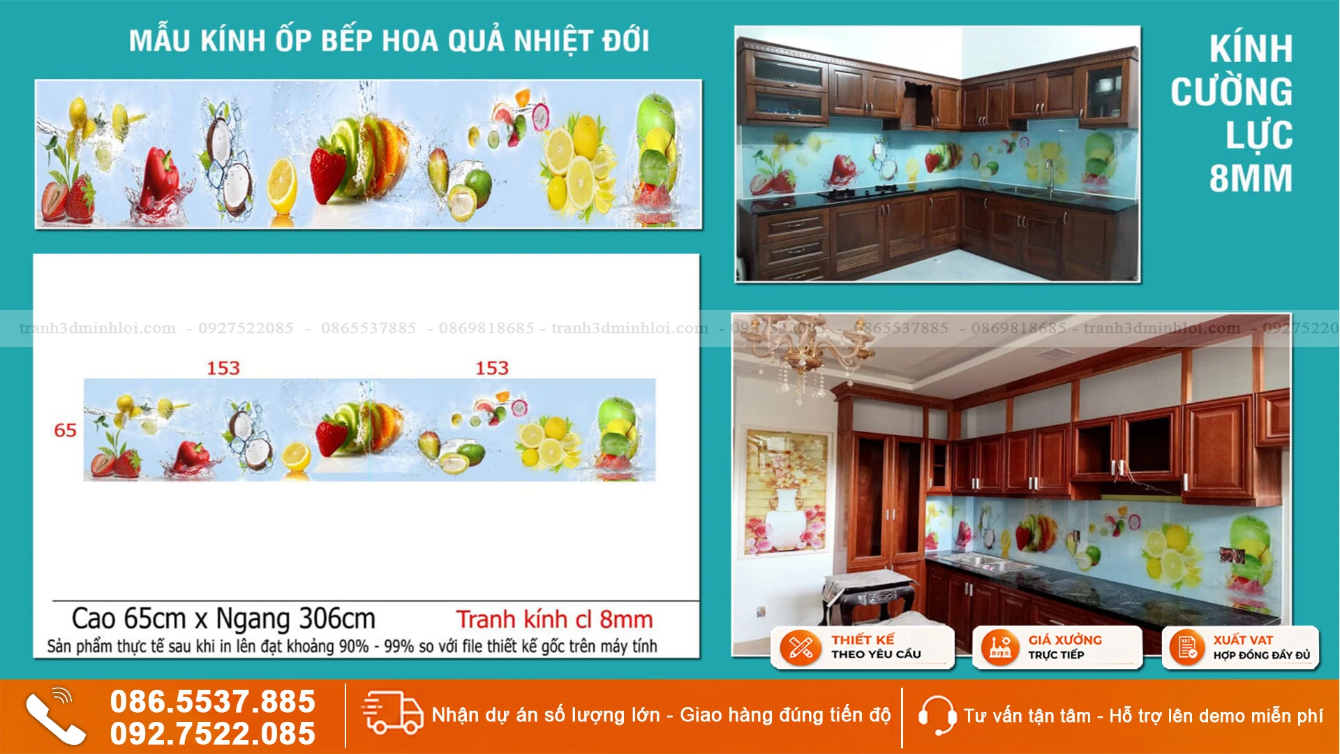 Ảnh thực tế tranh kính ốp bếp