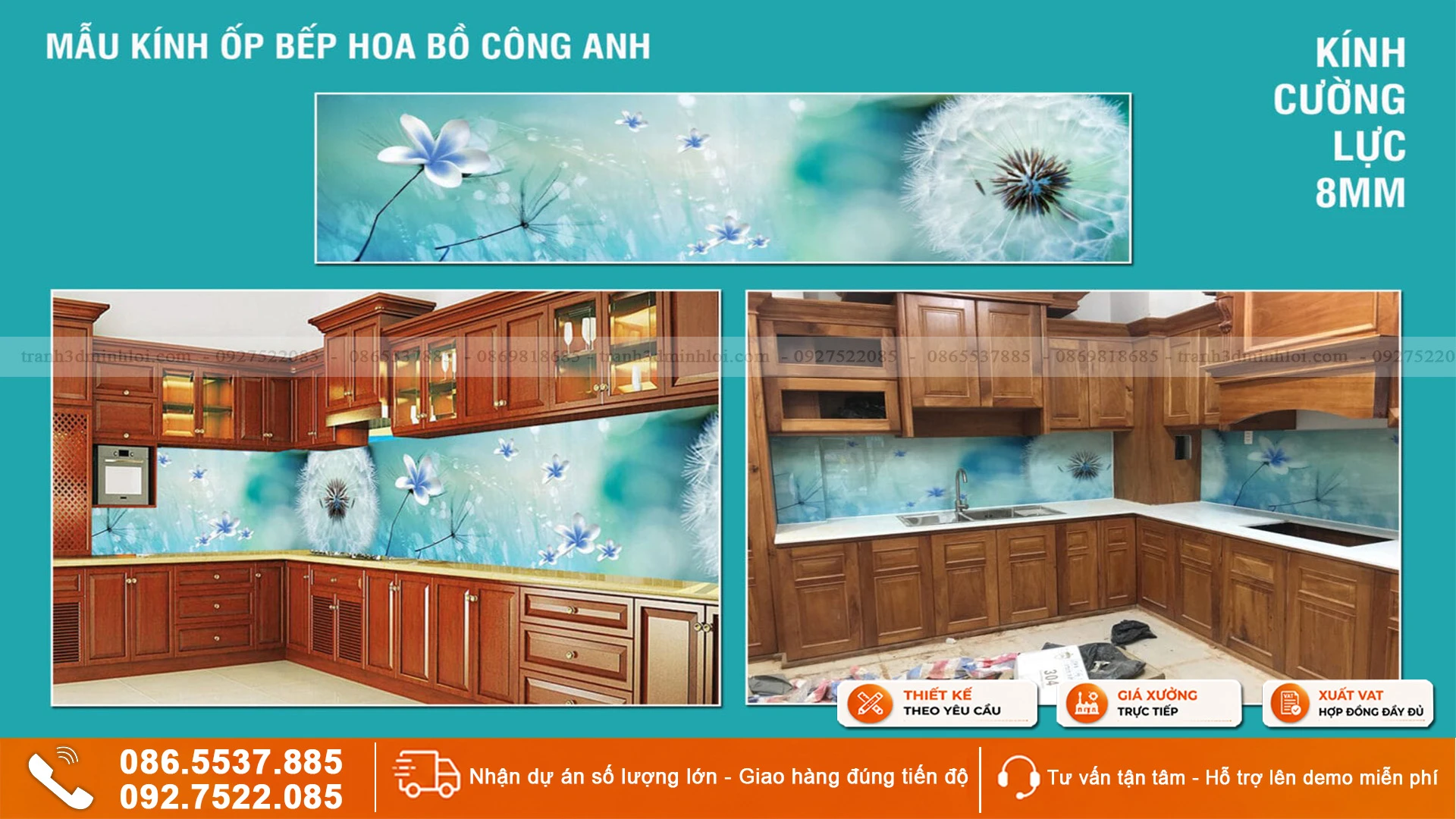 Ảnh thực tế tranh kính ốp bếp