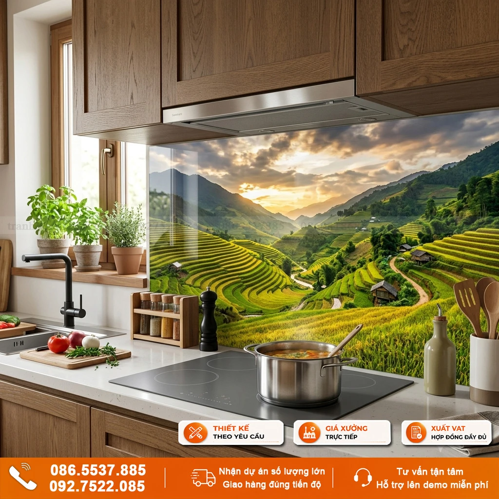 Tranh kính ốp bếp