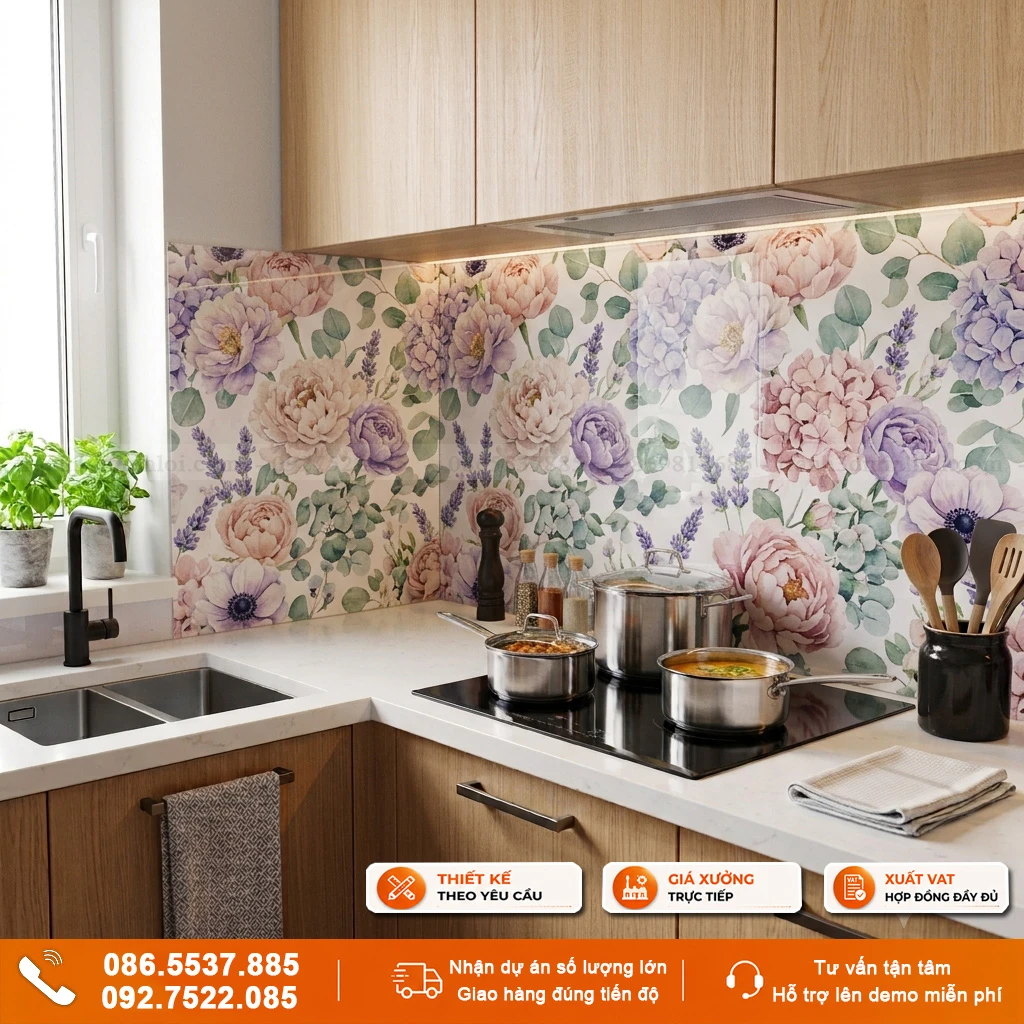 Tranh kính ốp bếp