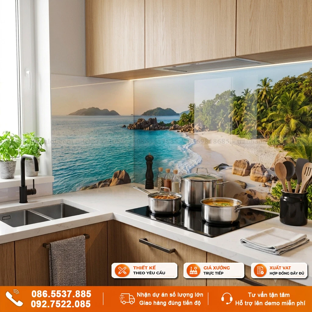 Tranh kính ốp bếp
