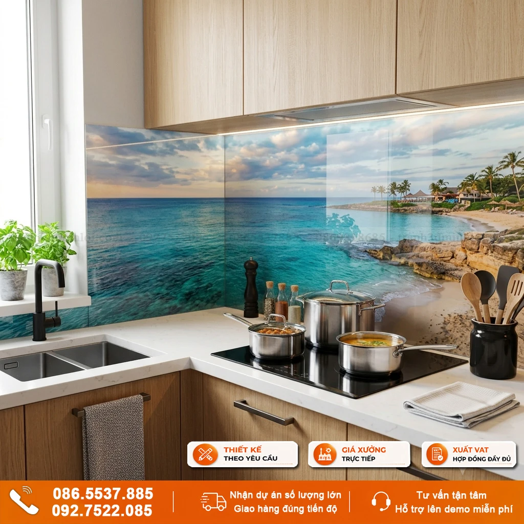 Tranh kính ốp bếp