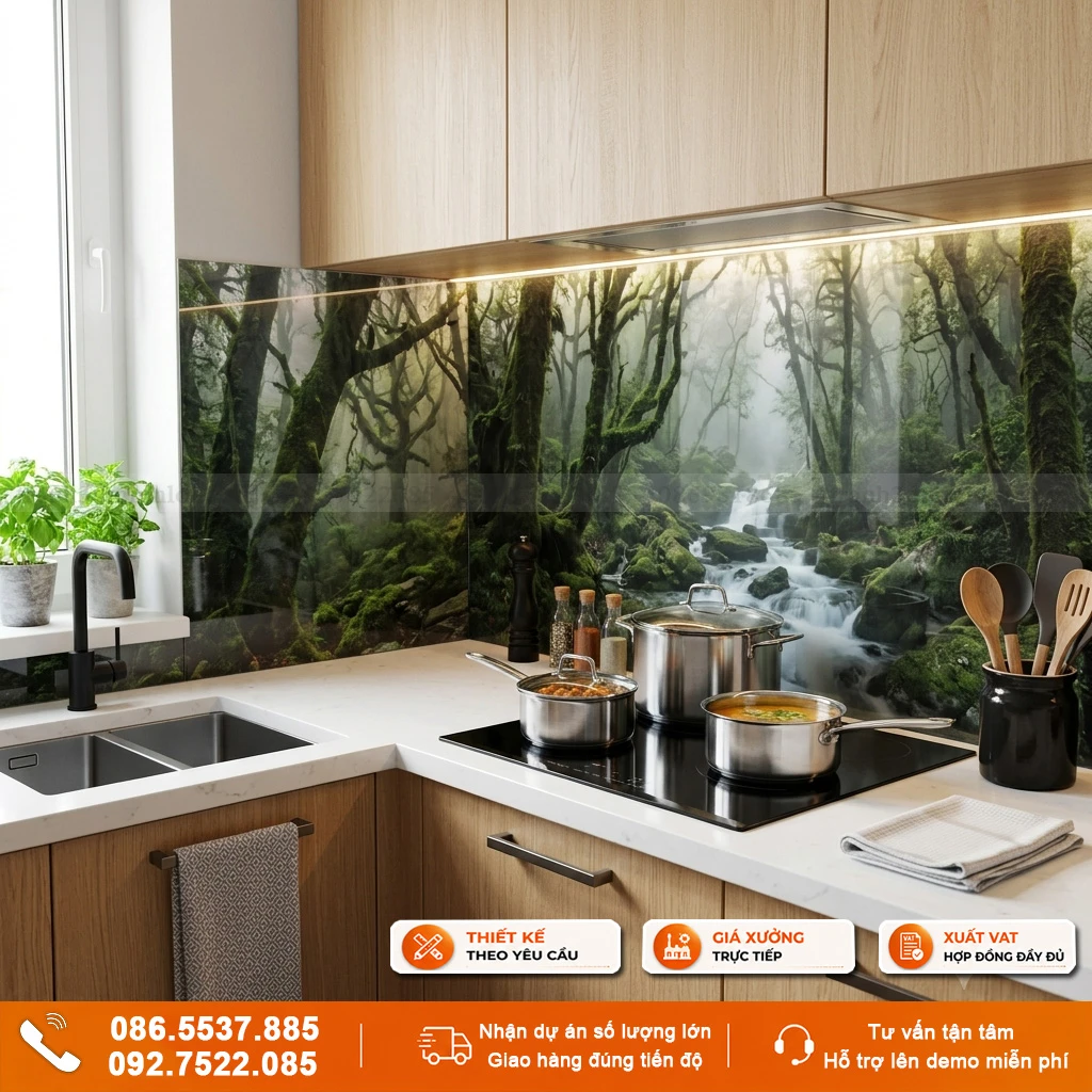 Tranh kính ốp bếp