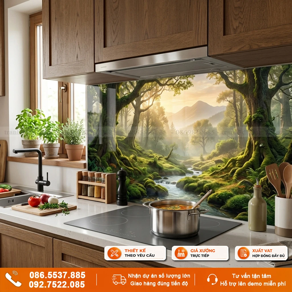 Tranh kính ốp bếp