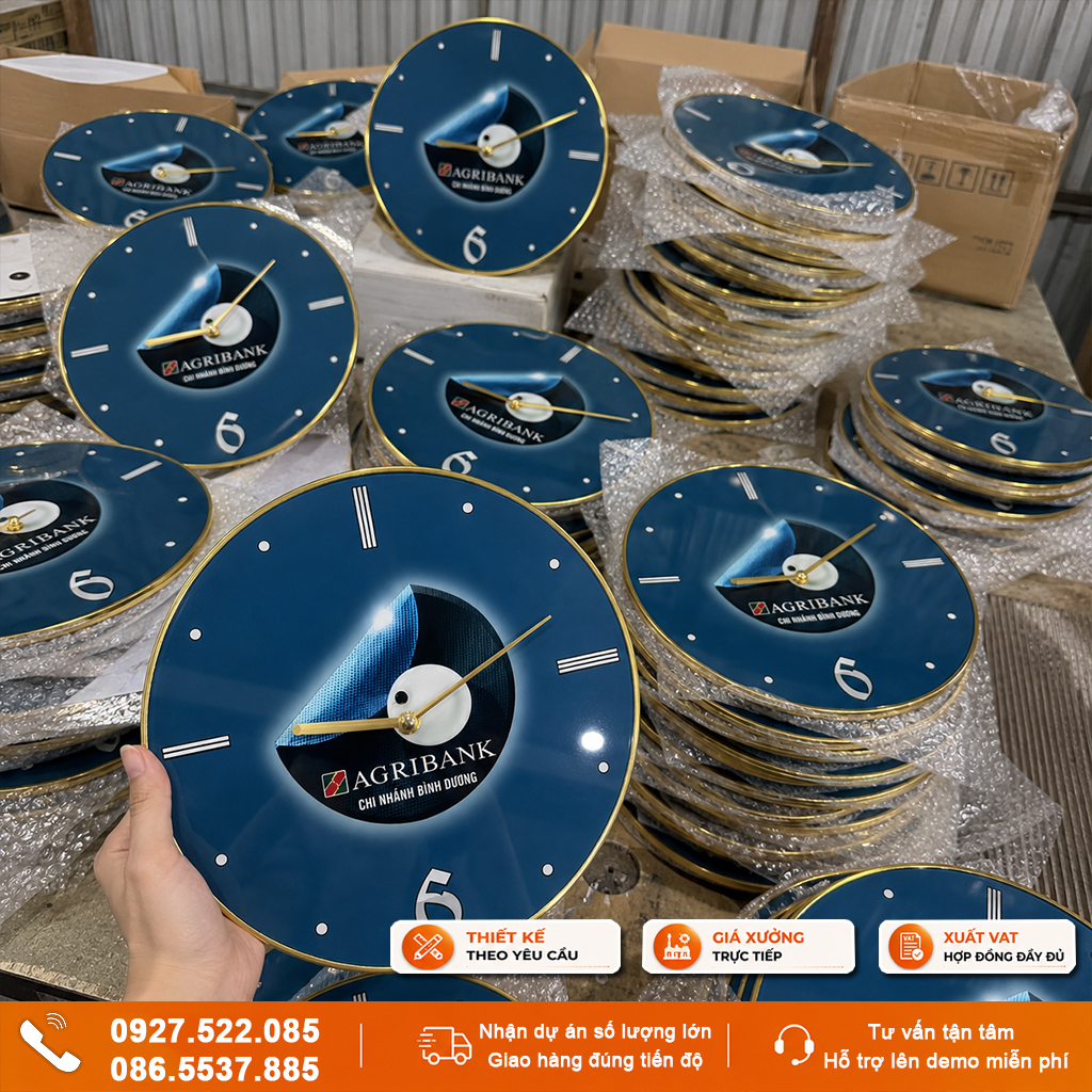 Đồng hồ quà tặng doanh nghiệp khổ tròn để bàn & treo tường