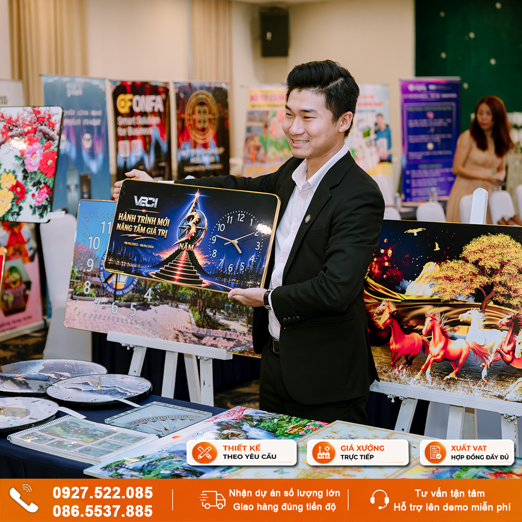 Đồng hồ in logo doanh nghiệp thiết kế theo yêu cầu