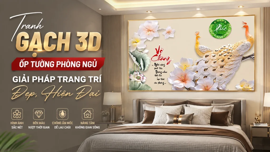 Mẫu tranh chim công ốp tường 3D