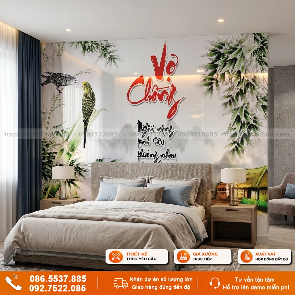 Tranh chim công 3D ốp tường