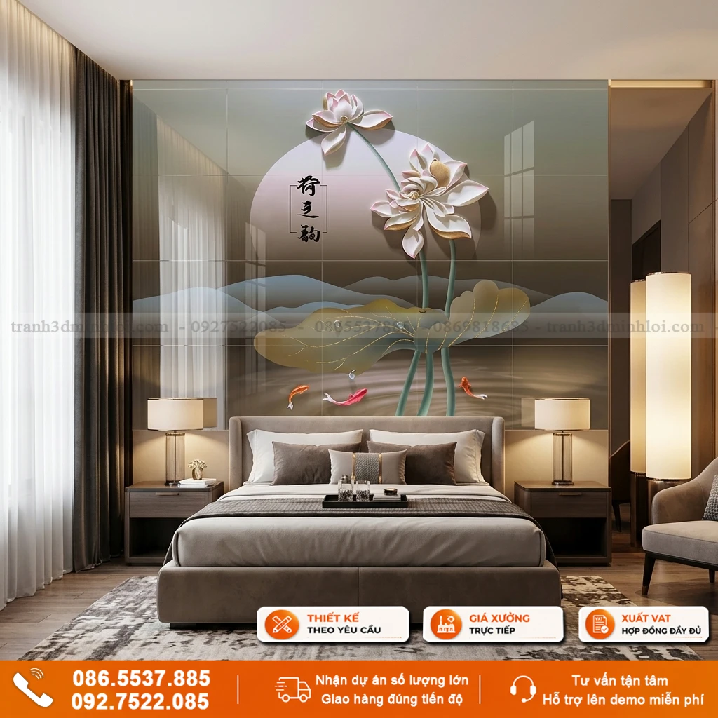 Mẫu tranh gạch 3D ốp phòng ngủ