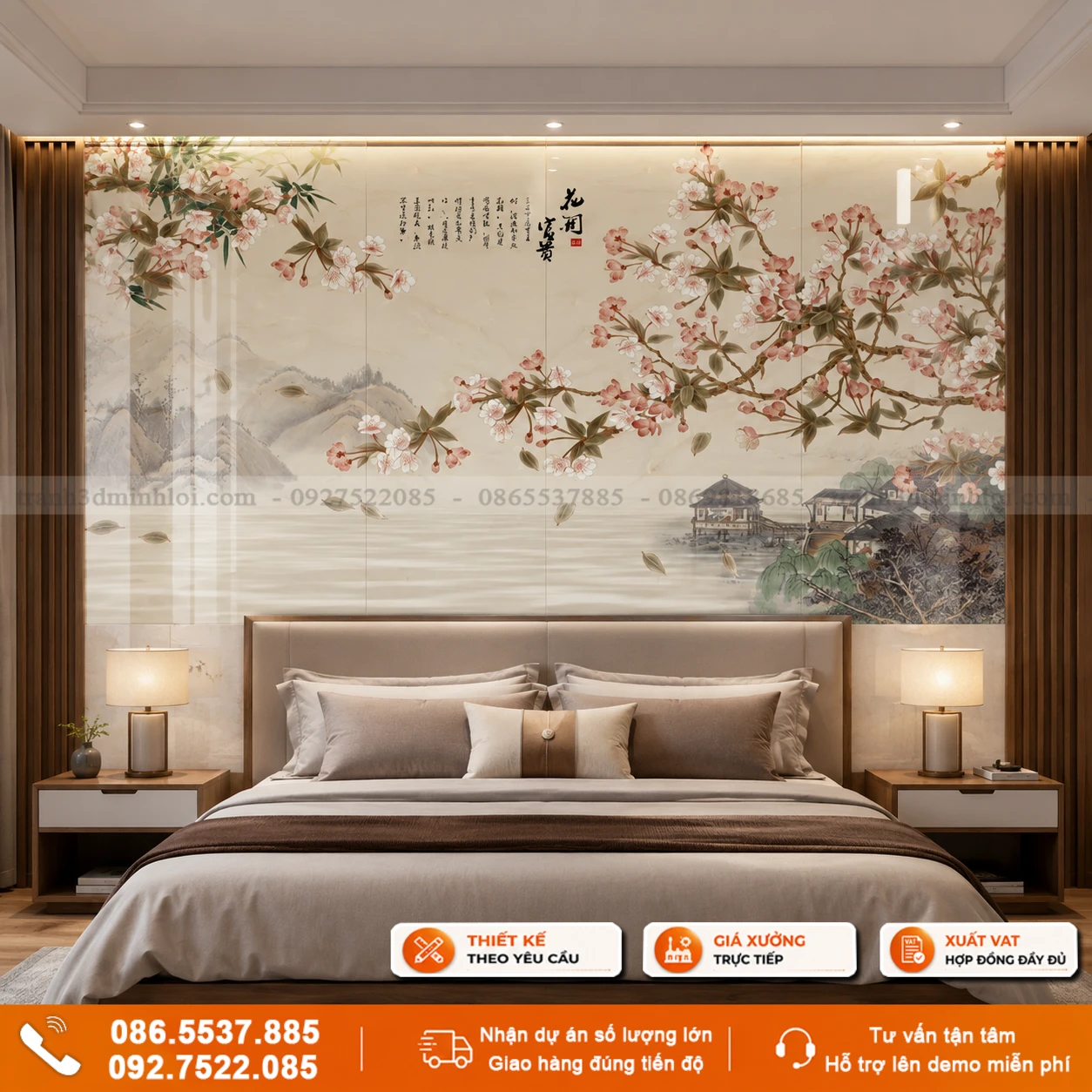 Mẫu tranh gạch 3D ốp phòng ngủ